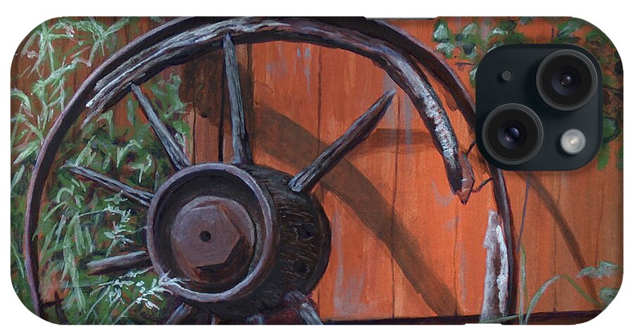Wagon Wheel iPhone Case featuring the painting Wagon Wheel by Rusty Frentner