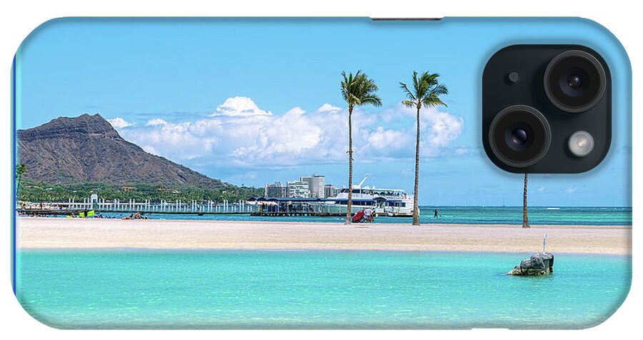 Waikiki iPhone Case featuring the photograph Waikiki and Diamond Head Gallery Button by Aloha Art