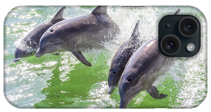 Captiva Island iPhone Case featuring the photograph Wake Surfing Dolphin Family by Stefan Mazzola