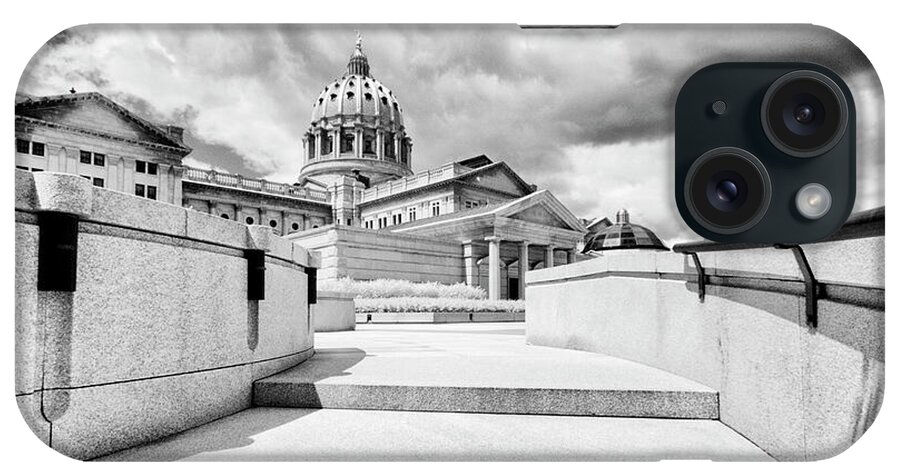 Dir-pa-0306-b-cr iPhone Case featuring the photograph Walkway up to the Pennsylvania Capital plaza by Paul W Faust - Impressions of Light