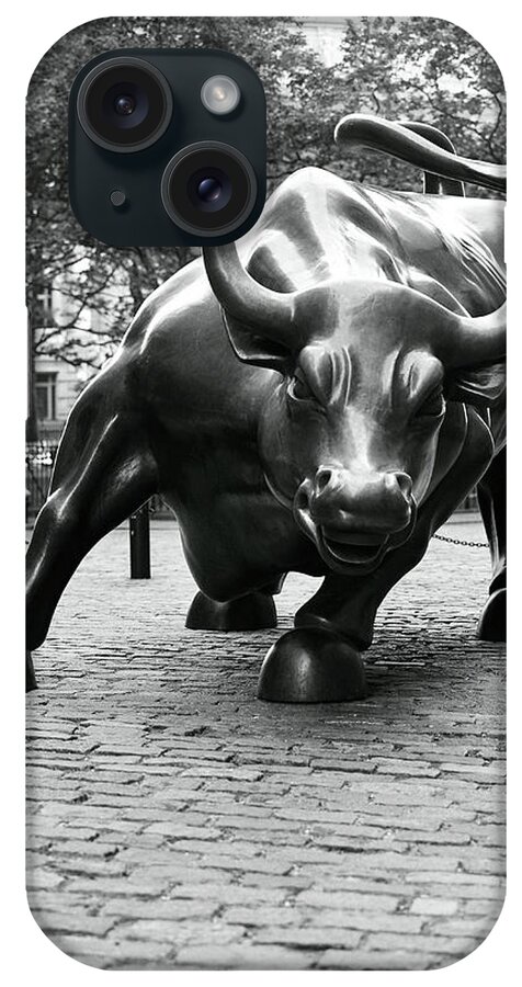 Wall Street Bull Sculpture iPhone Case featuring the photograph Wallst~1 by Chris Bliss