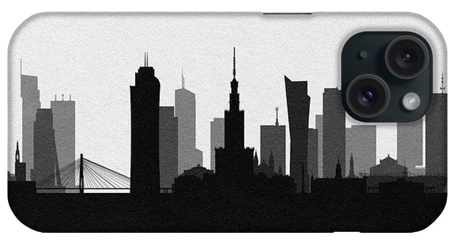 Warsaw iPhone Case featuring the digital art Warsaw Cityscape Art by Inspirowl Design