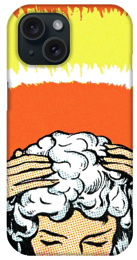 Adult iPhone Case featuring the drawing Washing hair by CSA Images