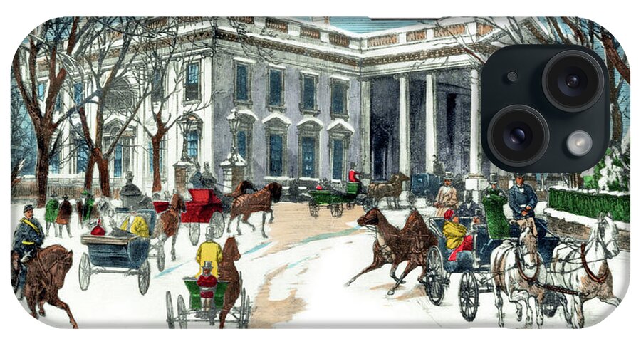 Washington iPhone Case featuring the painting Washington D.C. - White House - 1877 by Currier & Ives