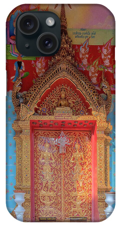 Scenic iPhone Case featuring the photograph Wat Puack Chang Phra Wihan Center Doors DTHCM0161 by Gerry Gantt