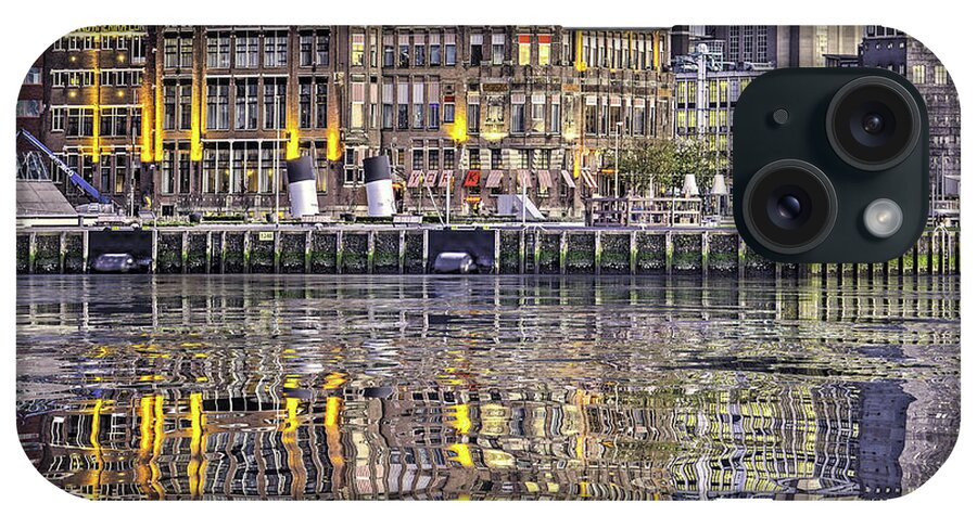 Architecture iPhone Case featuring the digital art Water Reflection Hotel New York Rotterdam by Frans Blok