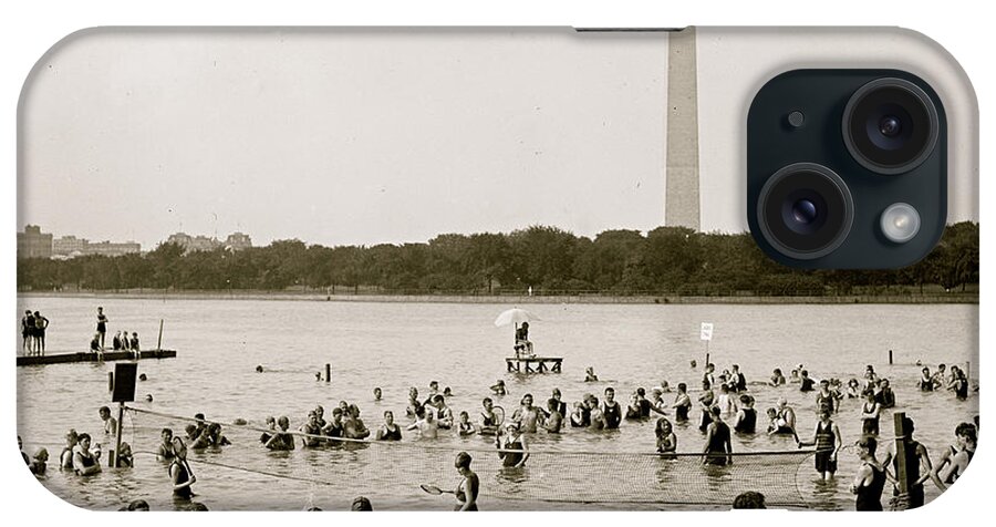 Leisure iPhone Case featuring the painting Water Tennis played by citizens in Wasington, DC as they enjpy the tidal basin by 