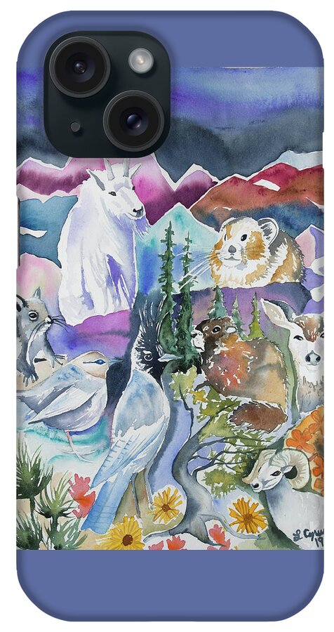 Rocky Mountain iPhone Case featuring the painting Watercolor - A Rocky Mountain Ecosystem by Cascade Colors