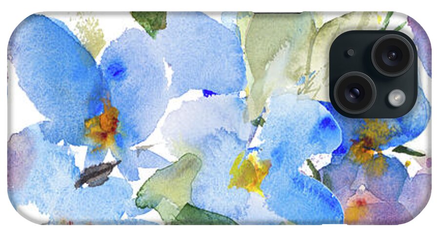 Watercolor iPhone Case featuring the painting Watercolor Flowers Panel I by Lanie Loreth