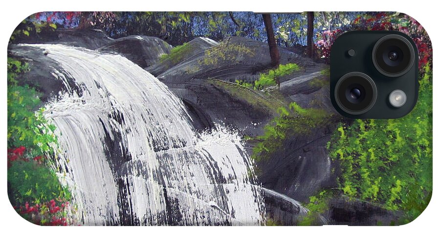 Waterfall iPhone Case featuring the painting Waterfall by Gloria E Barreto-Rodriguez