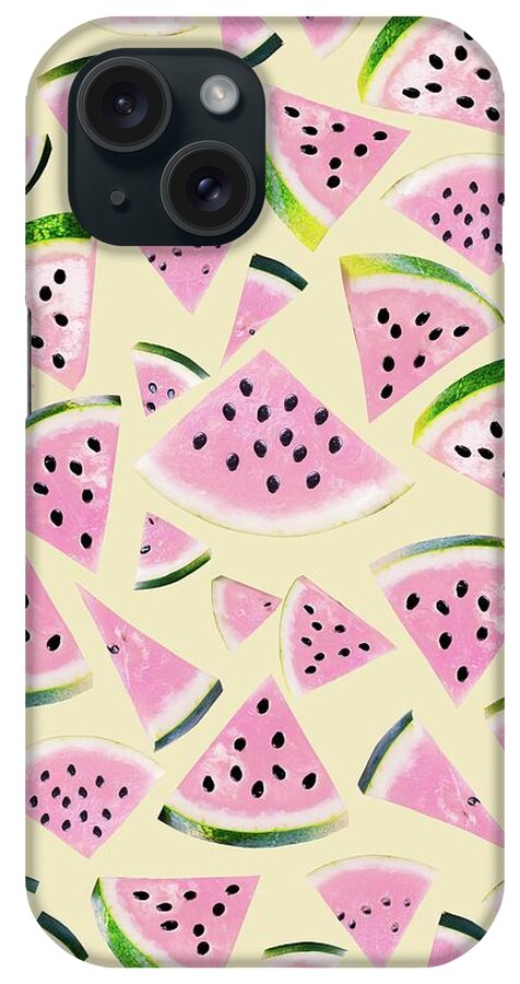 Color iPhone Case featuring the mixed media Watermelon Twist Vibes #6 #tropical #fruit #decor #art by Anitas and Bellas Art