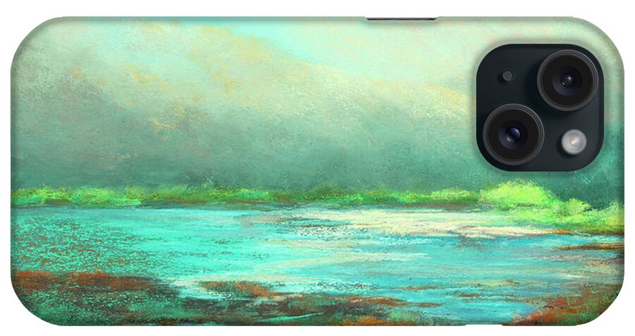 Landscape iPhone Case featuring the painting Wetlands Fog Cosumnes River Preserve by Judith Fisher Perry