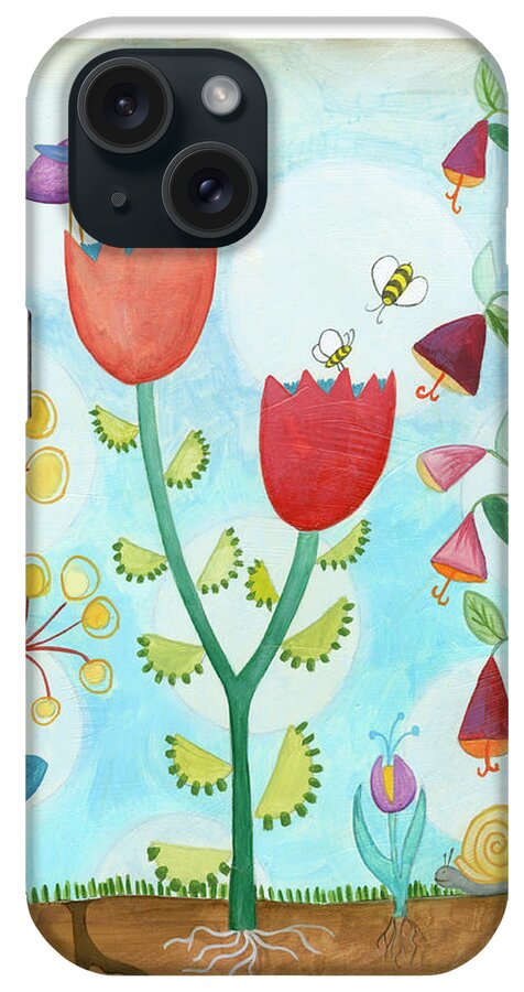 Flower iPhone Case featuring the painting Whimsical Flower Garden I by Megan Meagher
