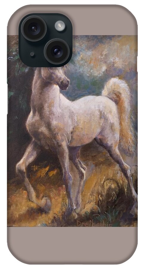 Horse iPhone Case featuring the painting White Arabian by Ellen Dreibelbis