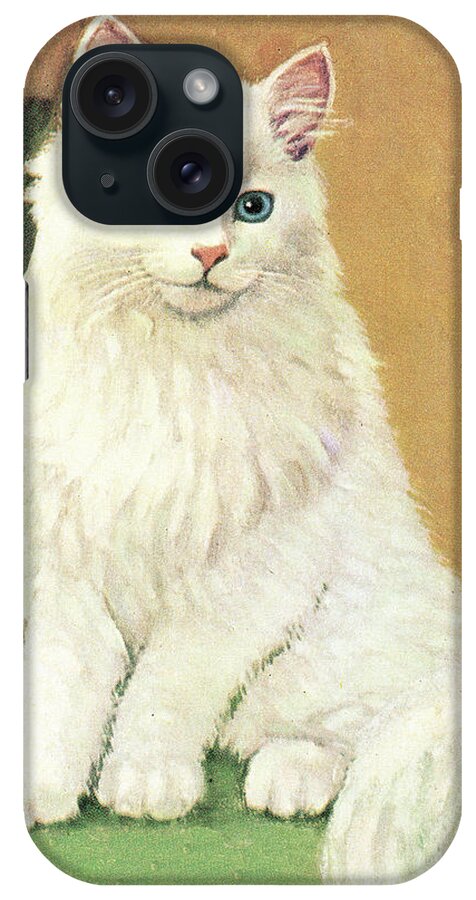 Animal iPhone Case featuring the drawing White cat by CSA Images