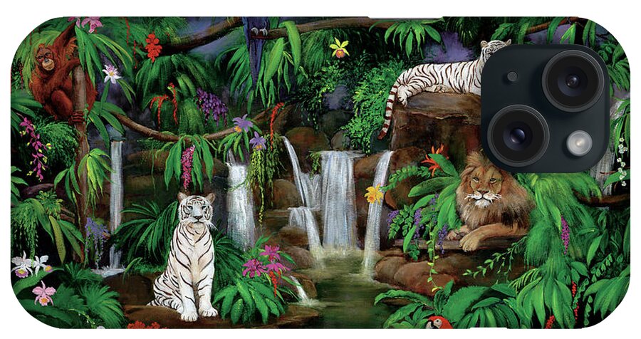 Jungle iPhone Case featuring the painting White Tigers by Betty Lou