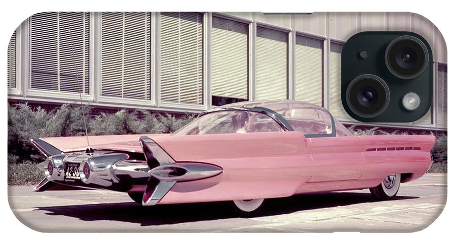 Vintage iPhone Case featuring the photograph Wild 1950s Jet Age Concept Car In Pink With Glass Roof by Retrographs