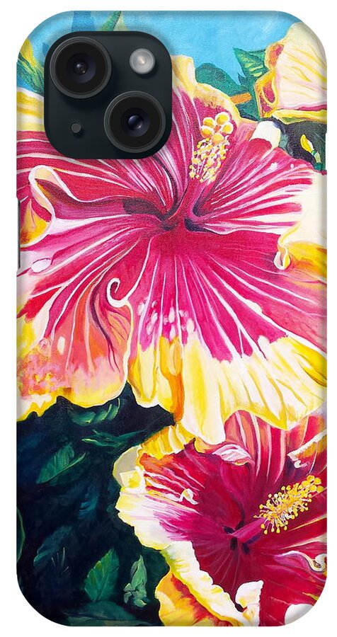 Hibiscus iPhone Case featuring the painting Wild Child by Marionette Taboniar