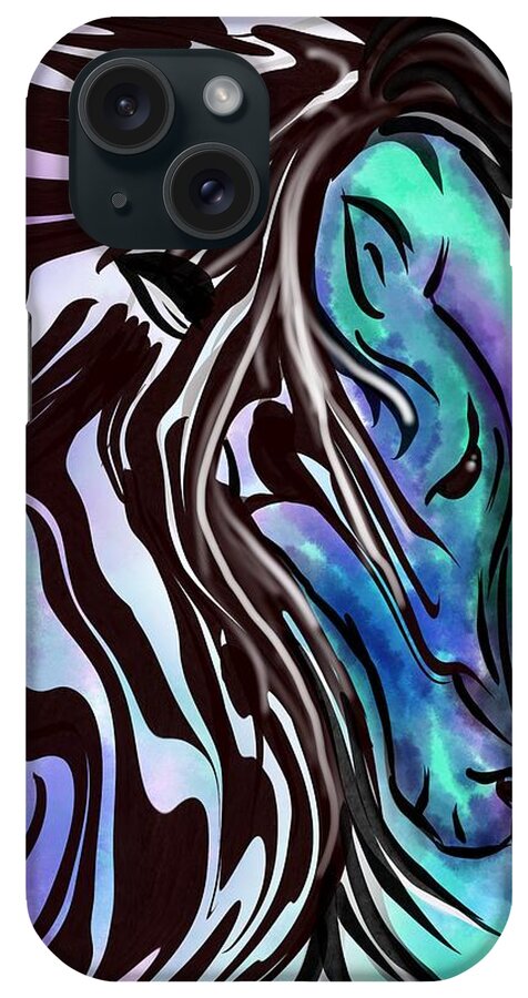 Horse iPhone Case featuring the mixed media Wild horse in the storm by Patricia Piotrak