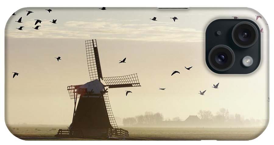 Environmental Conservation iPhone Case featuring the photograph Windmill And Geese by Marcel Ter Bekke