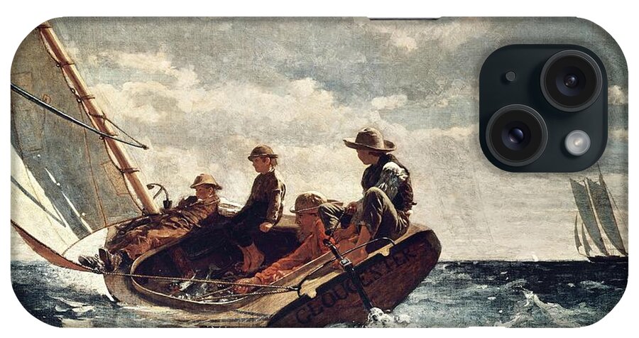 Painting iPhone Case featuring the painting Winslow Homer Breezing Up -A Fair Wind-. Date/Period 1873 - 1876. Painting. by Winslow Homer