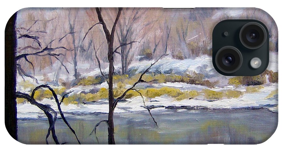 Winter iPhone Case featuring the painting Winter Across the St Croix River by Rick Hansen