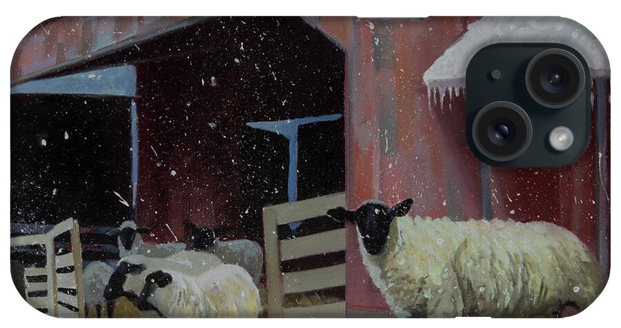 Farm iPhone Case featuring the painting Winter Barn by Carolyne Hawley