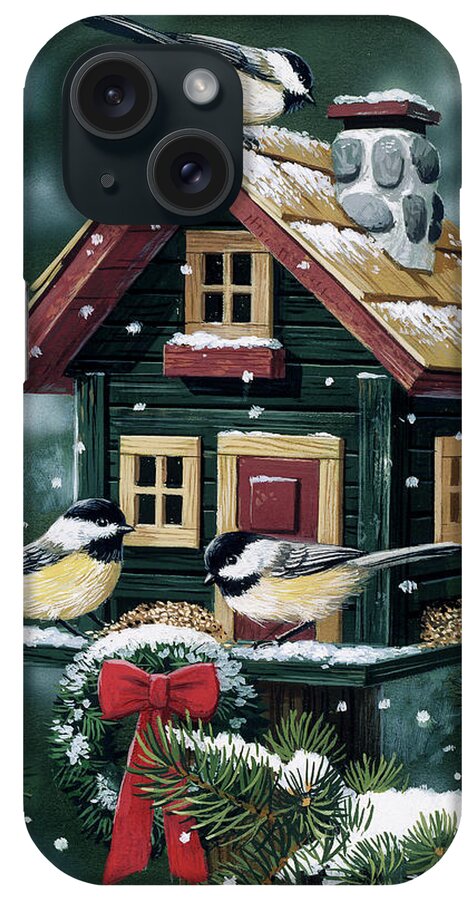 Winter Birdhouse iPhone Case featuring the painting Winter Birdhouse by William Vanderdasson