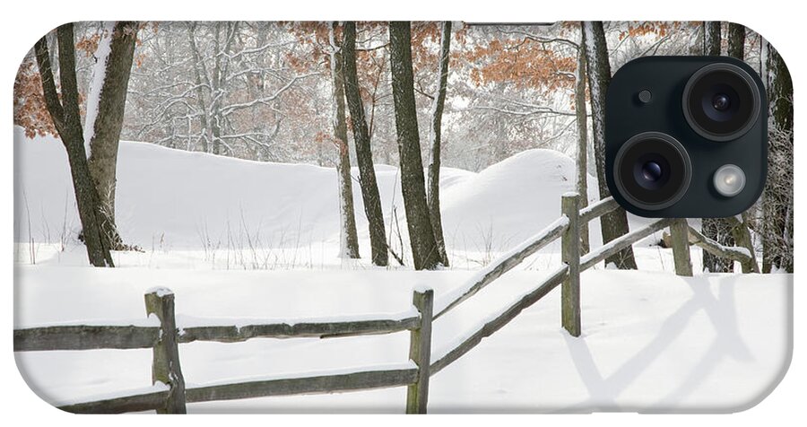 Fence iPhone Case featuring the photograph Winter Fence & Shadow, Farmington Hills, Michigan ?09 by Monte Nagler