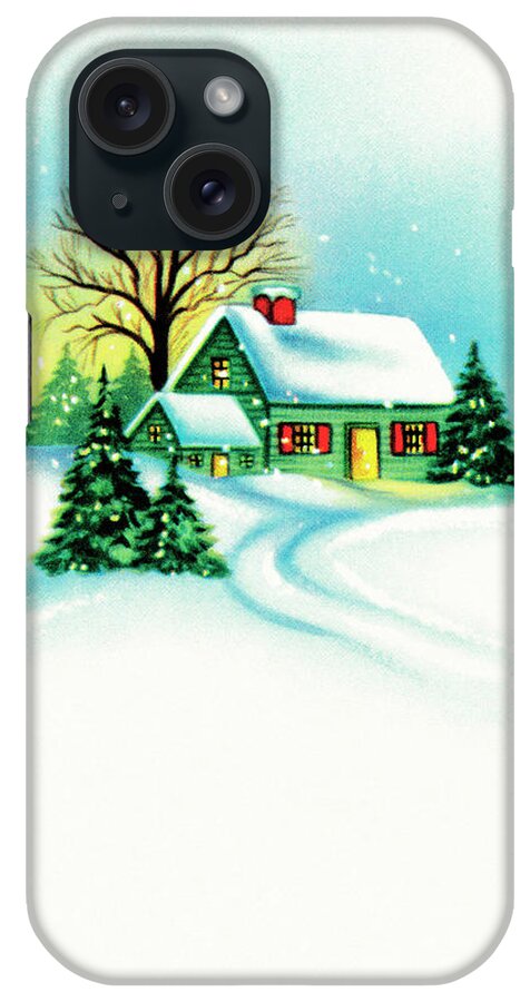Campy iPhone Case featuring the drawing Winter home by CSA Images