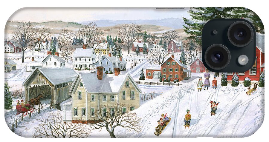 Country & Primitive iPhone Case featuring the painting Winter Recess by Bob Fair