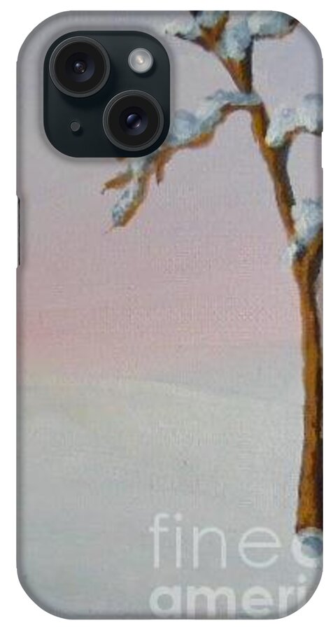 White iPhone Case featuring the painting Winter Season by Saundra Johnson