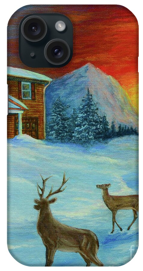Snow iPhone Case featuring the painting Winter Sunrise by Aicy Karbstein