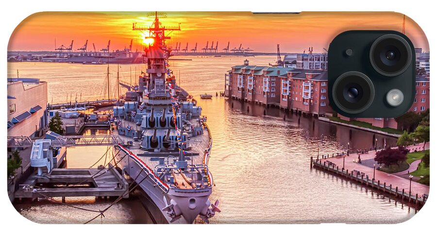 Navy iPhone Case featuring the photograph USS Wisconsin by Donna Twiford