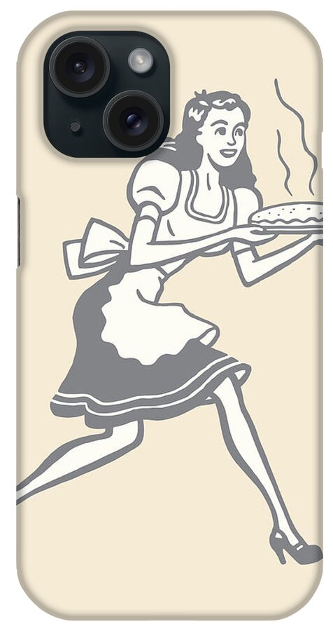 Activity iPhone Case featuring the drawing Woman Carrying Hot Pie by CSA Images