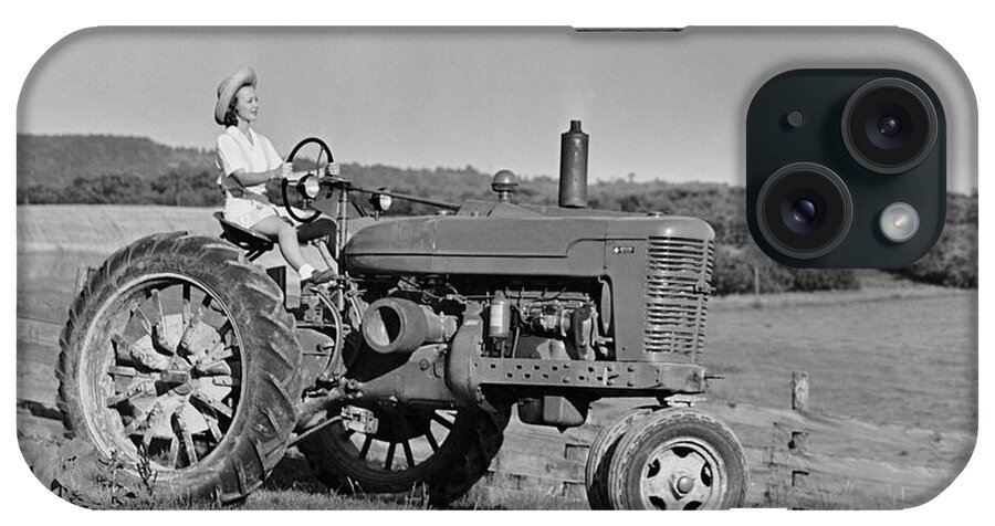 Working iPhone Case featuring the photograph Woman Farmer Driving Tractor by George Marks