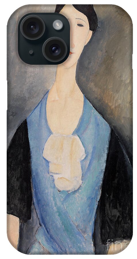 Woman In Blue iPhone Case featuring the painting Woman in Blue by Amedeo Modigliani