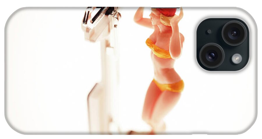 Adult iPhone Case featuring the drawing Woman in Swimsuit on Scale by CSA Images