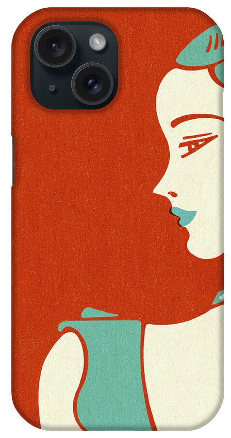 Adult iPhone Case featuring the drawing Woman Looking To The Left by CSA Images