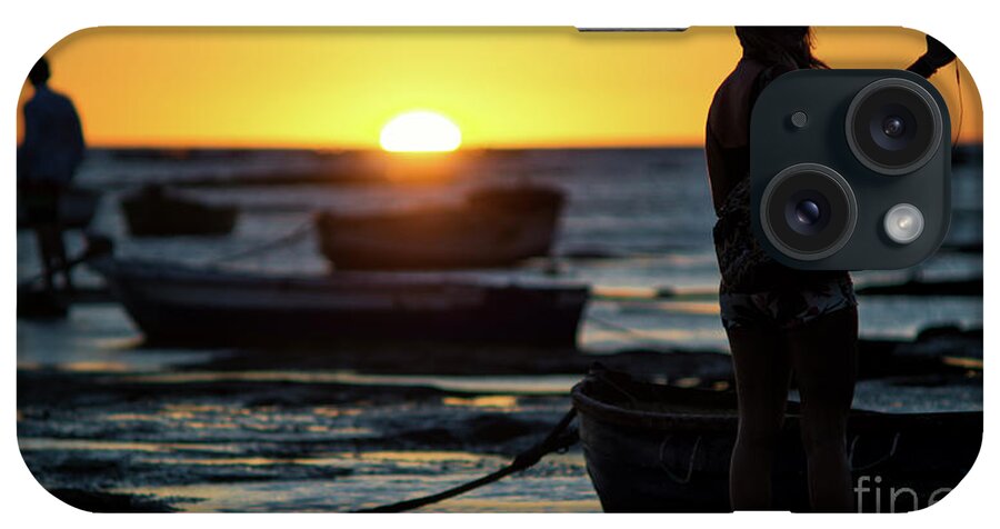 Woman iPhone Case featuring the photograph Woman Selfie at Sunset La Caleta Beach Cadiz Spain by Pablo Avanzini