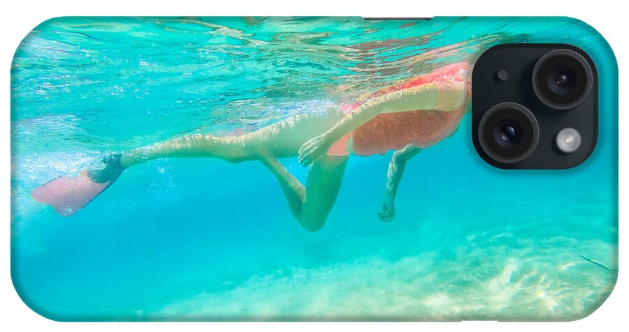 Snorkeler iPhone Case featuring the photograph Woman snorkeling WA by Benny Marty
