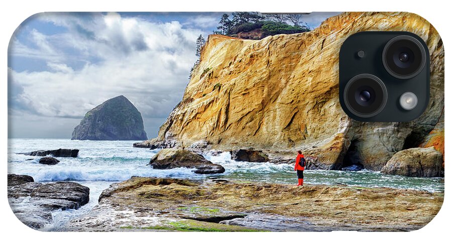Woman iPhone Case featuring the photograph ocean cliffs Cape Kiwanda Pacific City Oregon USA by Robert C Paulson Jr