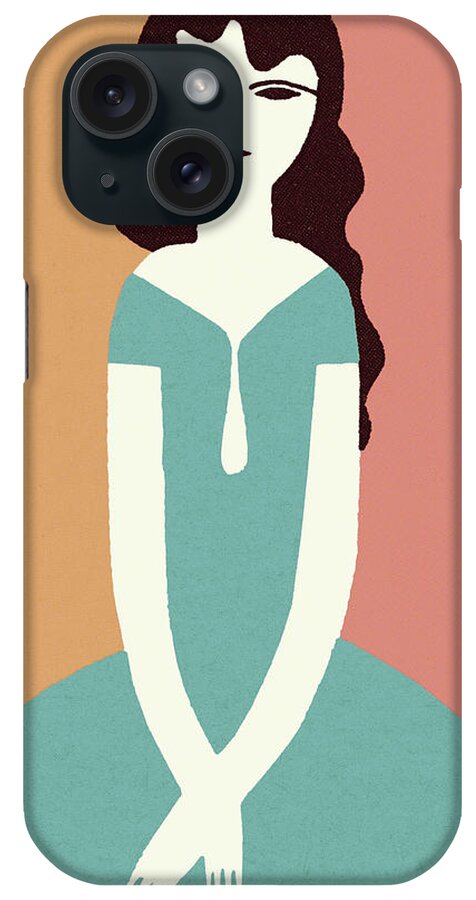 Adult iPhone Case featuring the drawing Woman Wearing a Dress by CSA Images