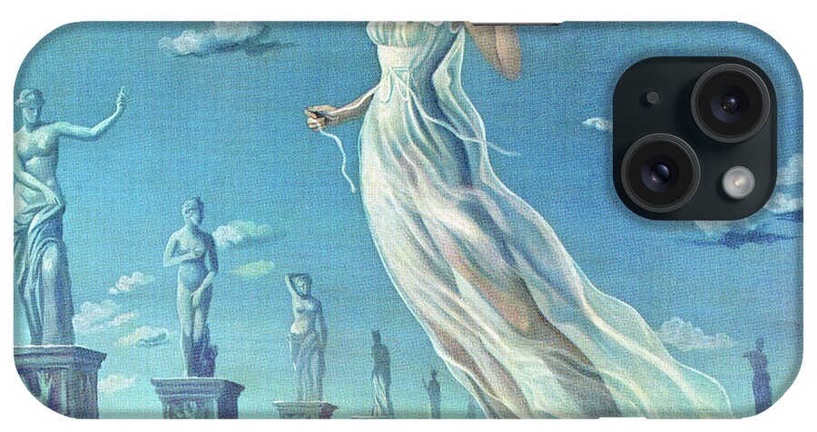Apparel iPhone Case featuring the drawing Woman Wearing Goddess Nightgown by CSA Images
