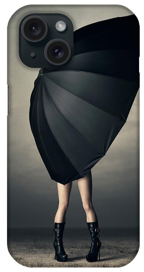 Woman iPhone Case featuring the photograph Woman with huge umbrella by Johan Swanepoel