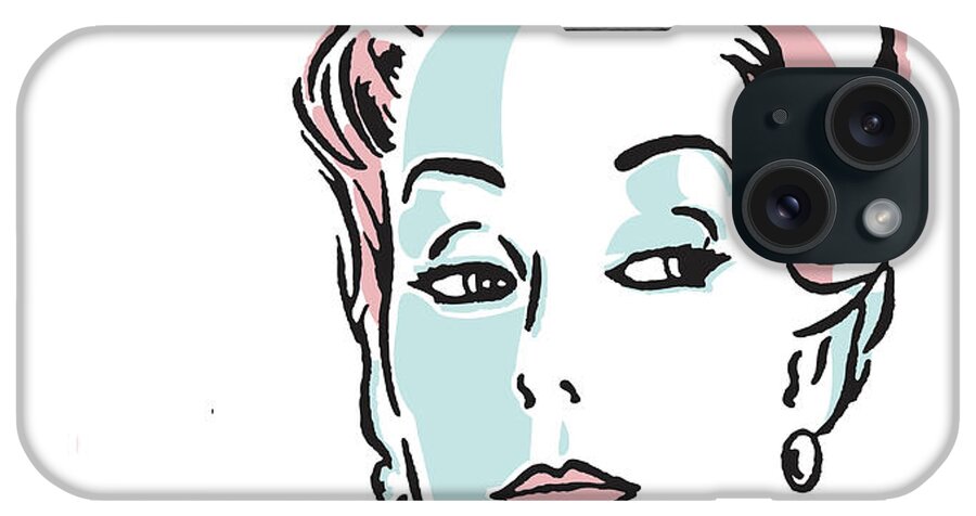Adult iPhone Case featuring the drawing Woman with Short Hair Looking to Her Side by CSA Images