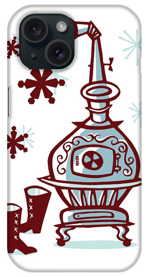 Appliance iPhone Case featuring the drawing Wood Stove with Boots by CSA Images