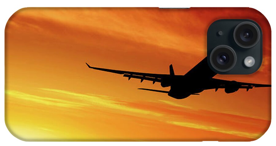 Taking Off iPhone Case featuring the photograph Xl Jet Airplane Silhouette by Sharply done