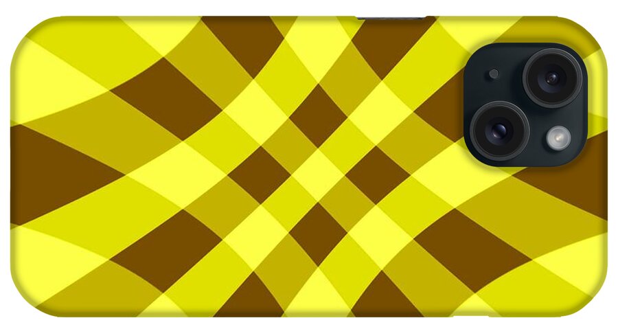 Yellow iPhone Case featuring the digital art Yellow Brown Crosshatch by Delynn Addams for Home Decor by Delynn Addams