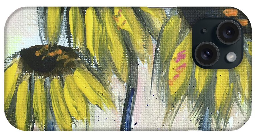 Coneflowers iPhone Case featuring the painting Yellow Coneflowers by Roxy Rich